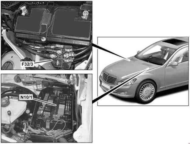 Предохранители и реле Mercedes W221 / C216 (рестайлинг 2009-2013)