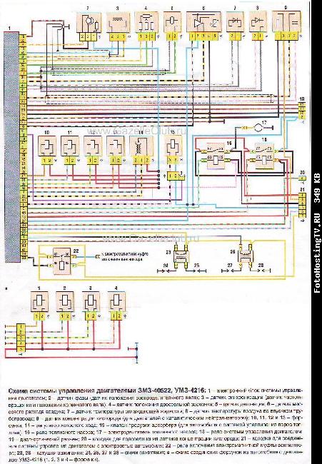 Схема системы управления двигателями ЗМЗ-40522, УМЗ-4216