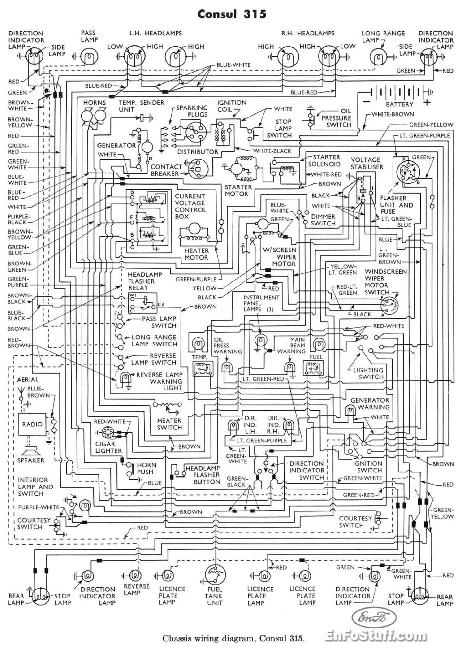 Схемы электрооборудования Ford Consul 315