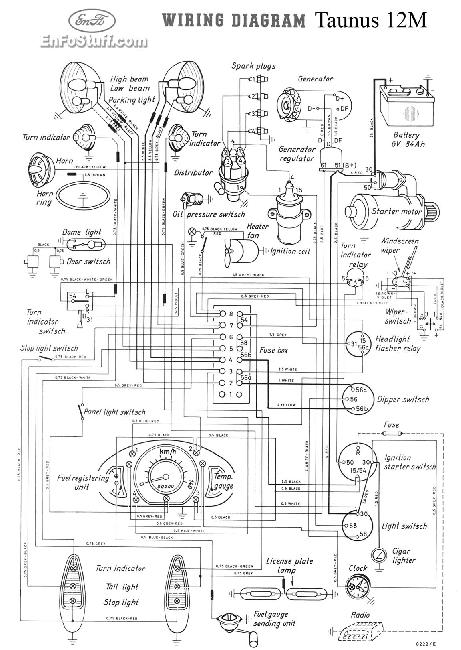 Схемы электрооборудования Ford Taunus 12M (G13) (1952-1959)