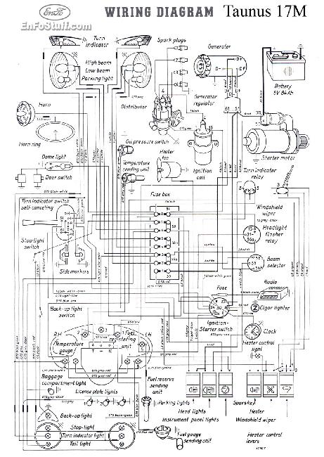 Схемы электрооборудования Ford Taunus 17M (P2) (1957-1960)