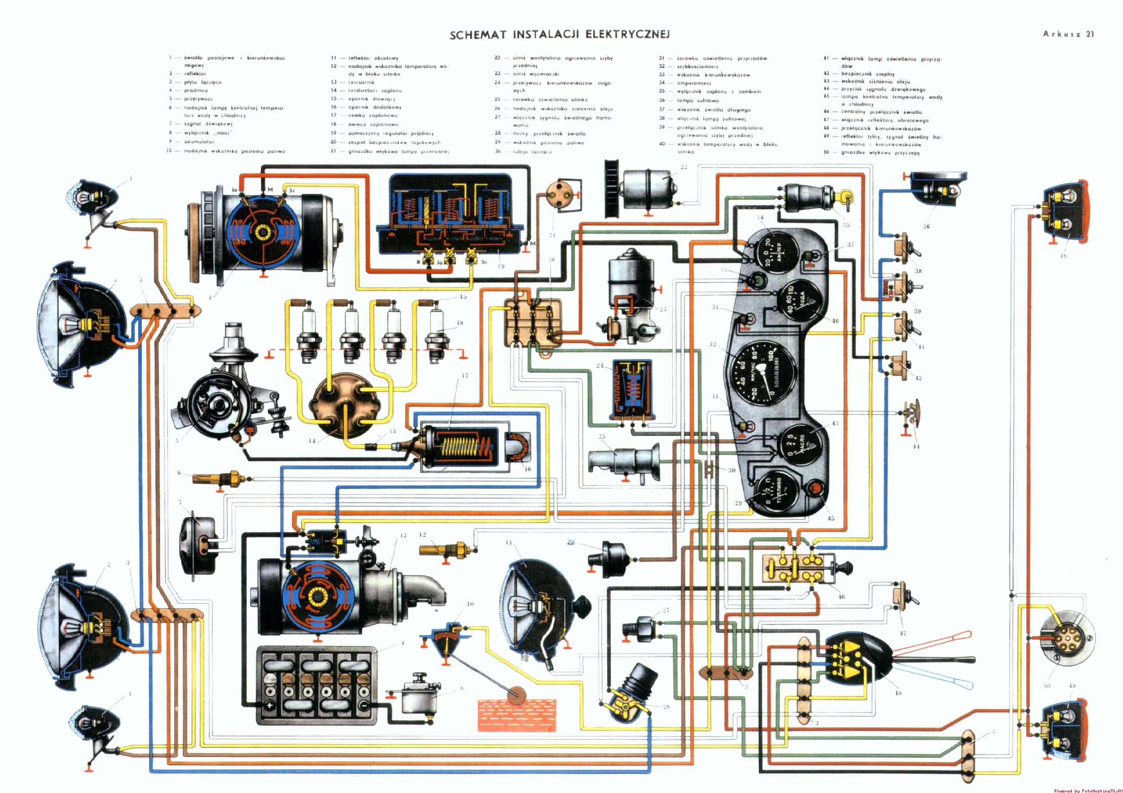 Схема электропроводки на газ 53