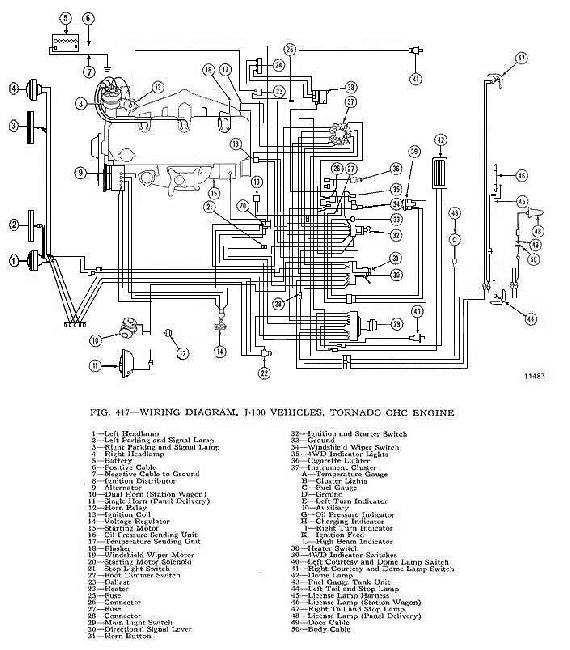 Схемы электрооборудования Jeep Tornado 230 (1962-1965)