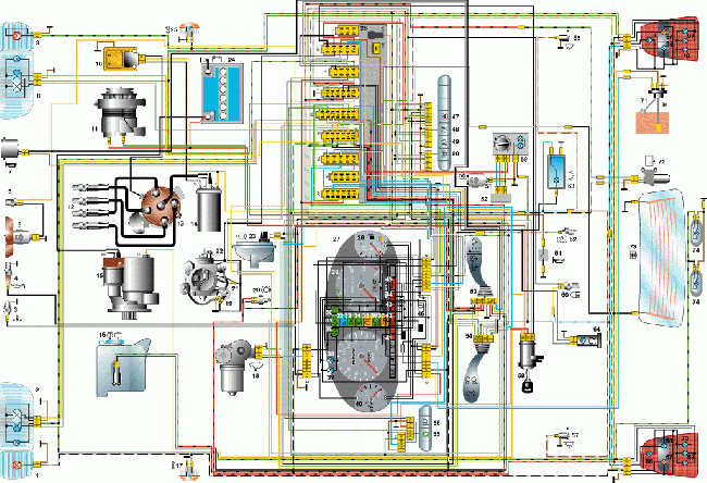 Схемы электрооборудования Skoda Felicia LX (с карбюраторным двигателем 1,3 л)