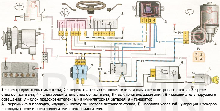 Электросхема дворников газель 3302