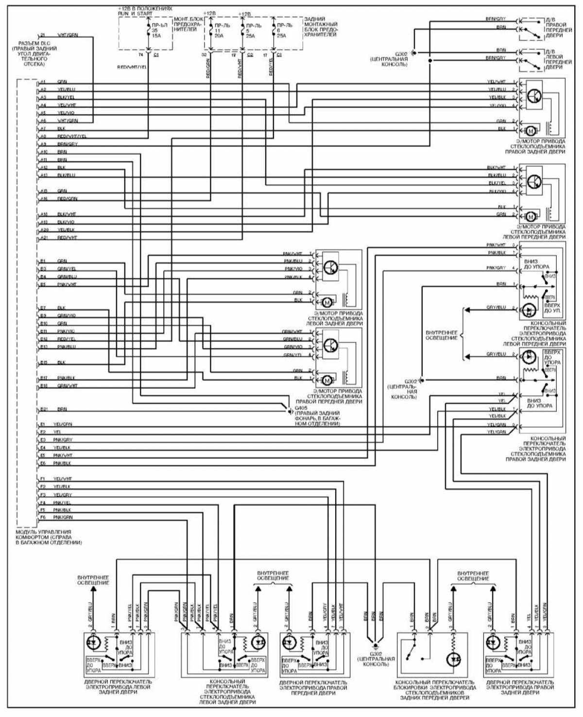 Схема стеклоподъемника w210