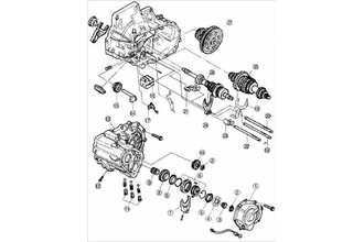 Разборка, проверка и сборка пятой / задней передачи и задней крышки BF DOHC Kia Shuma (Sephia)