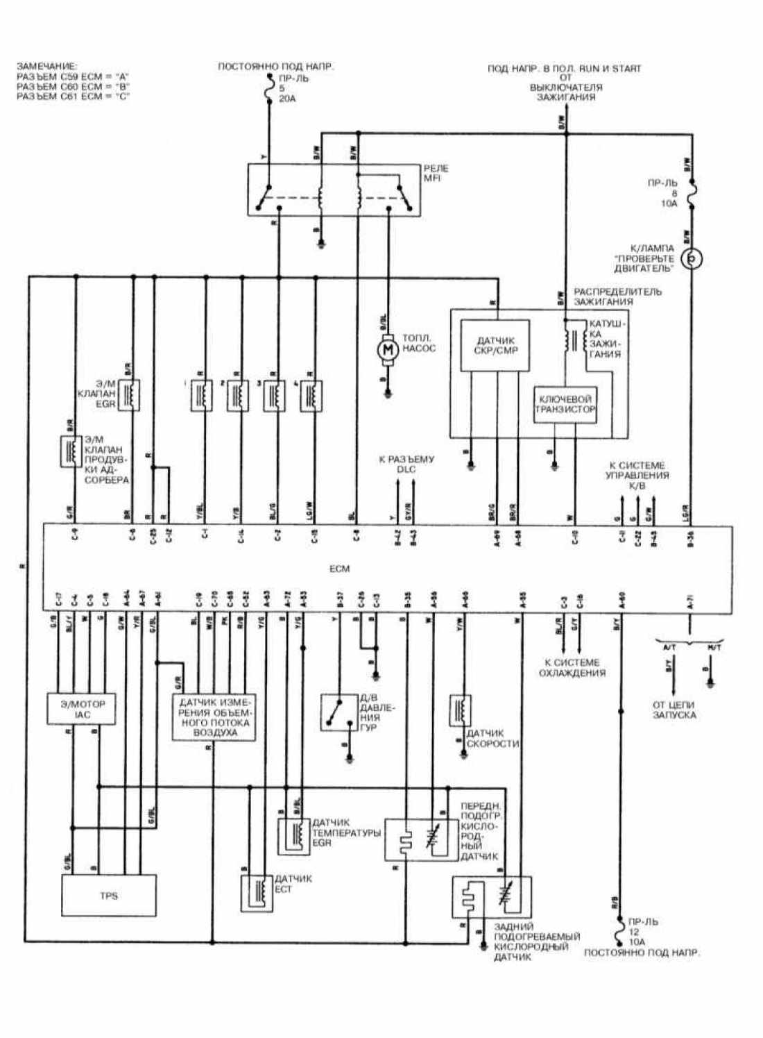 Схема электрооборудования Mitsubishi Eclipse 2.4