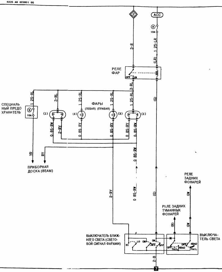 Схема цепи фар