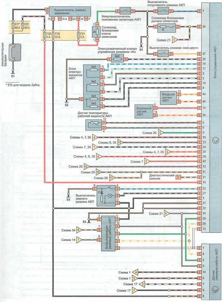 Электрическая схема опель зафира а