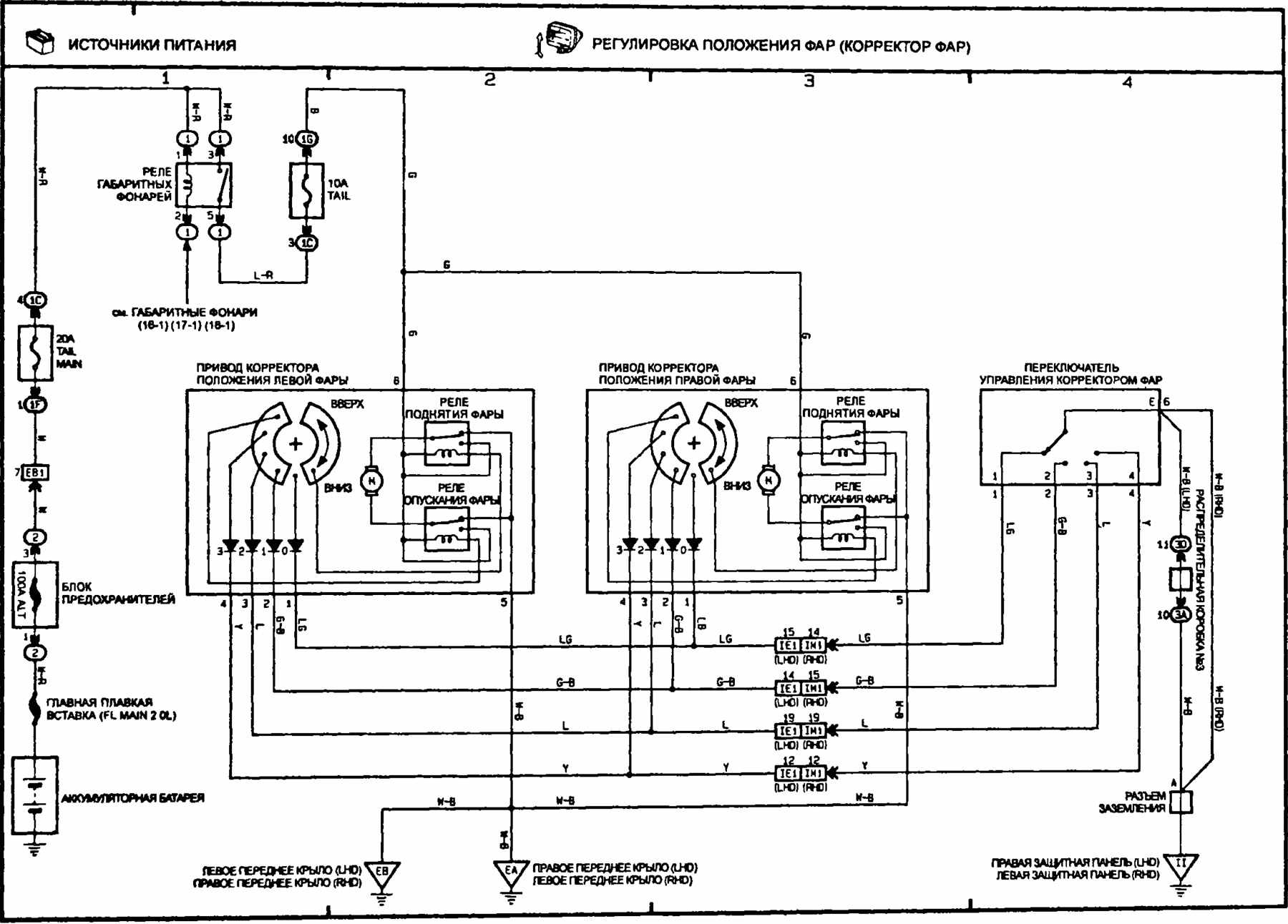 Схема электрокорректора фар. Схема корректора фар Камри. Схема корректора фар Toyota. Корректор фар Тойота Камри. Электрическая схема корректора фар.