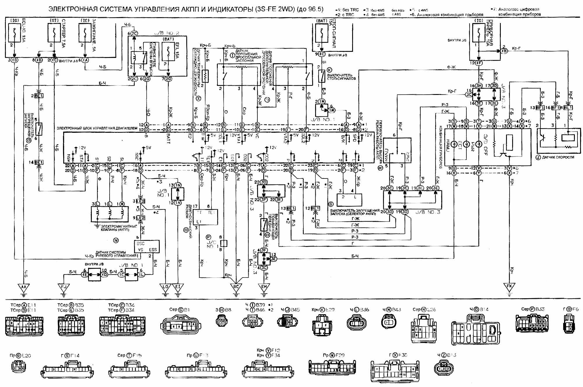 Схемы камри. Система управления 3s-Fe. Электрическая схема АКПП 3s-ge. Проводка 3s Fe. Схема электронного управления АКПП И индикатора 3 с Фе.