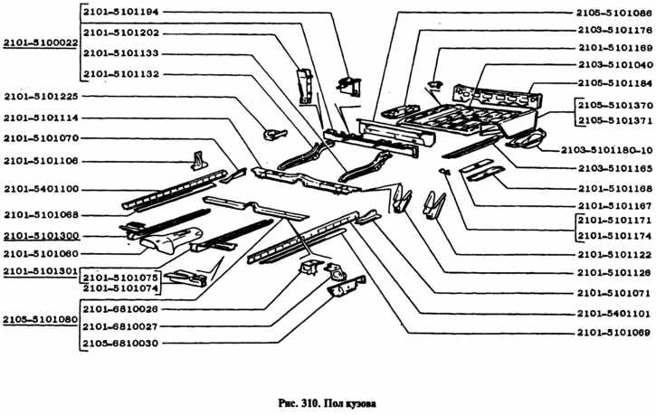 Схема кузовных деталей ваз 2115