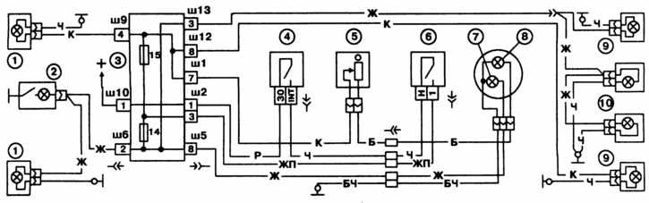 Схема освещения ваз 2105