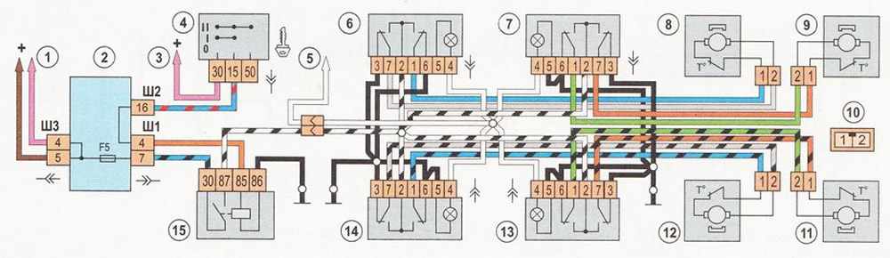 Подключение ваз 2112. Схема проводки стеклоподъемников ВАЗ 2110. Схема проводки стеклоподъёмников ВАЗ-2110. Схема питания электростеклоподъемников ВАЗ 2110. Схема подключения стеклоподъёмников ВАЗ 2110.