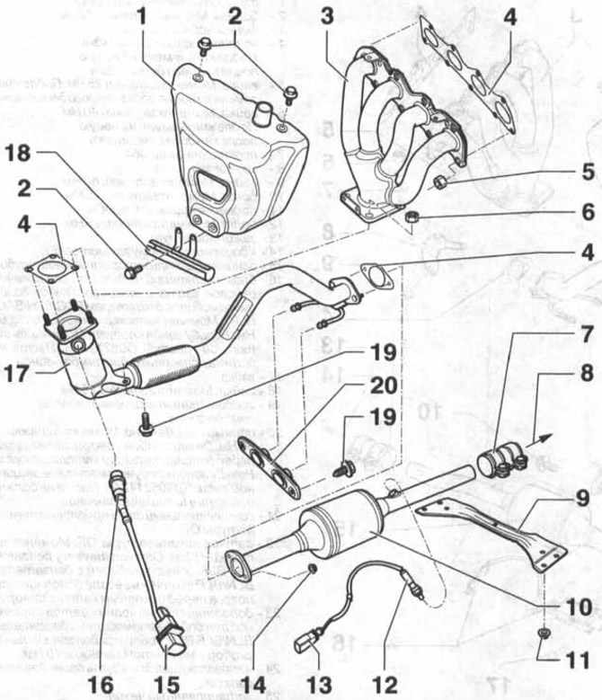Схема глушителя гольф 4