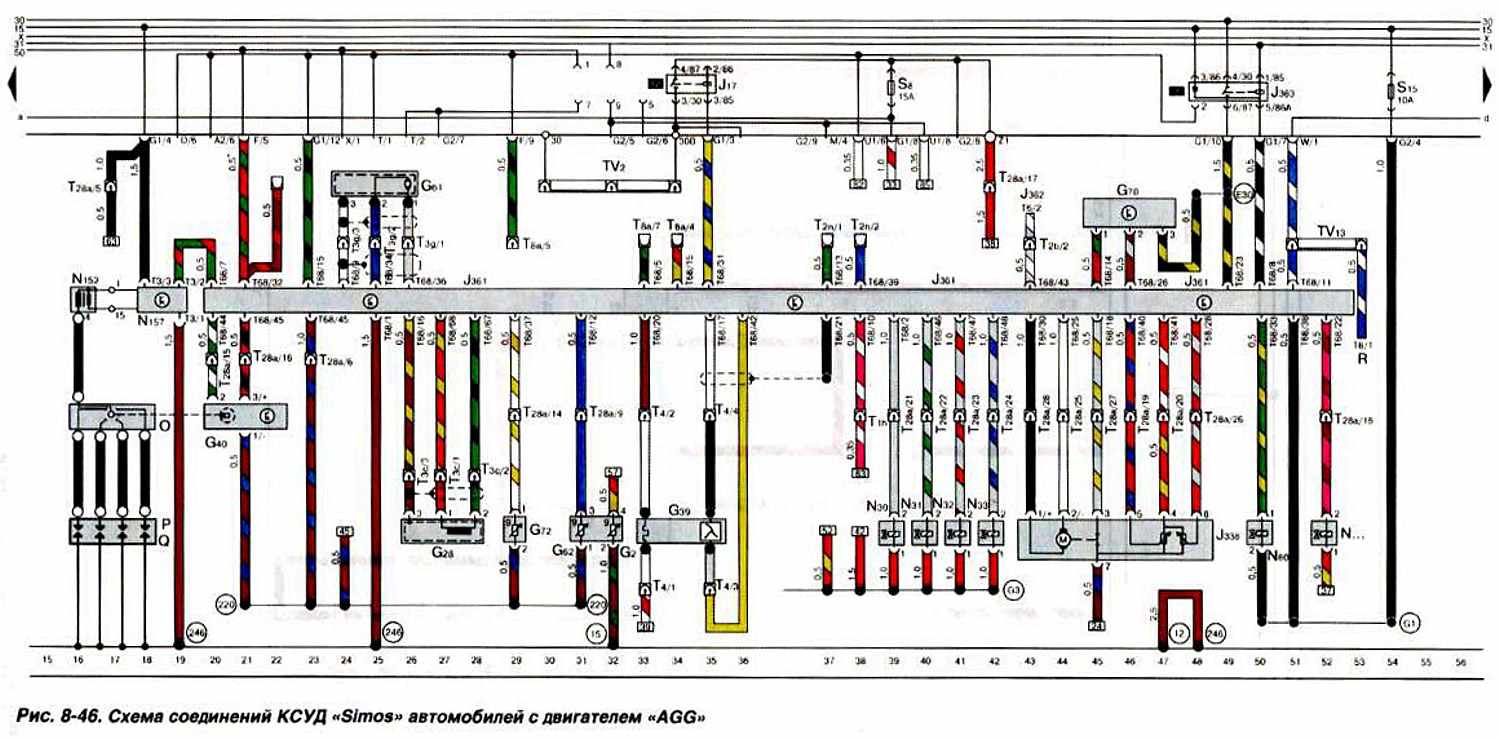 Схема соединений КСУД «simos автомобилей с двигателем «agg Volkswagen
